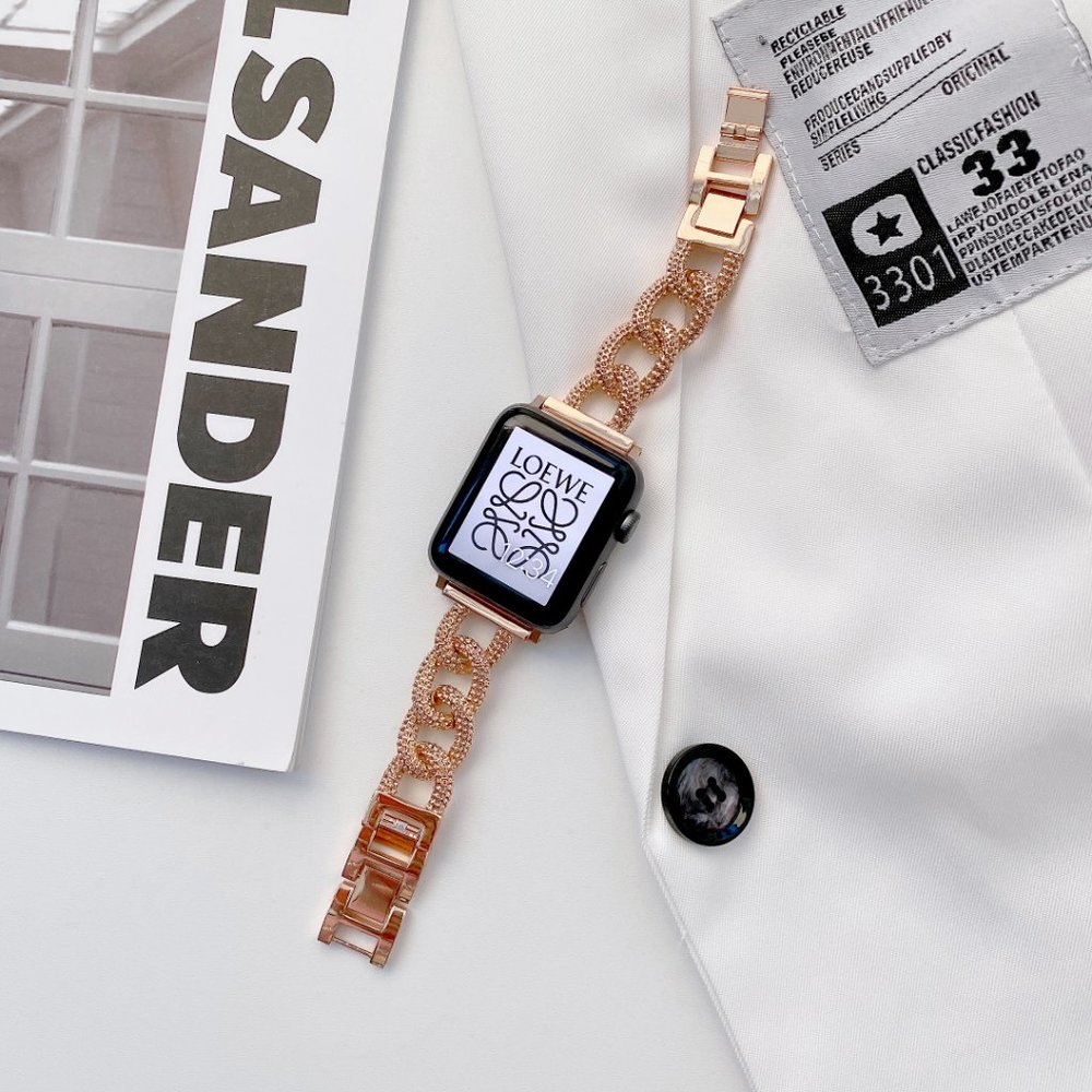 NEW Strap Chain Stainless Band For Apple Watch - Gold - Picture 3 of 7